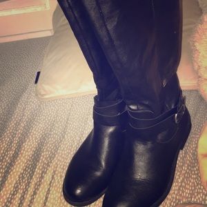 Black calf high boots